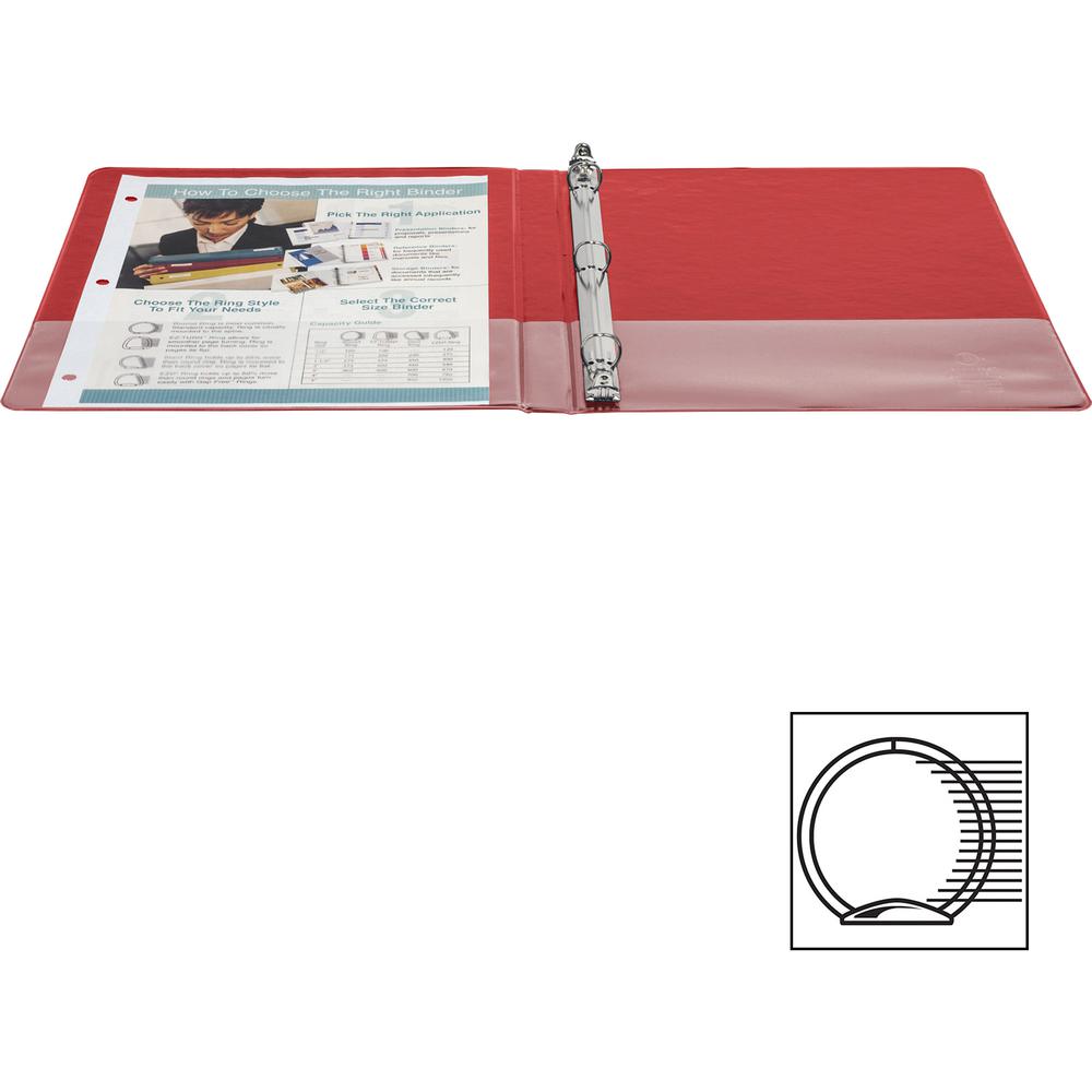 Business Source Basic Round Ring Binders - 1/2" Binder Capacity - Letter - 8 1/2" x 11" Sheet Size - Round Ring Fastener(s) - Vinyl - Red - 8.96 oz - 1 Each. Picture 5