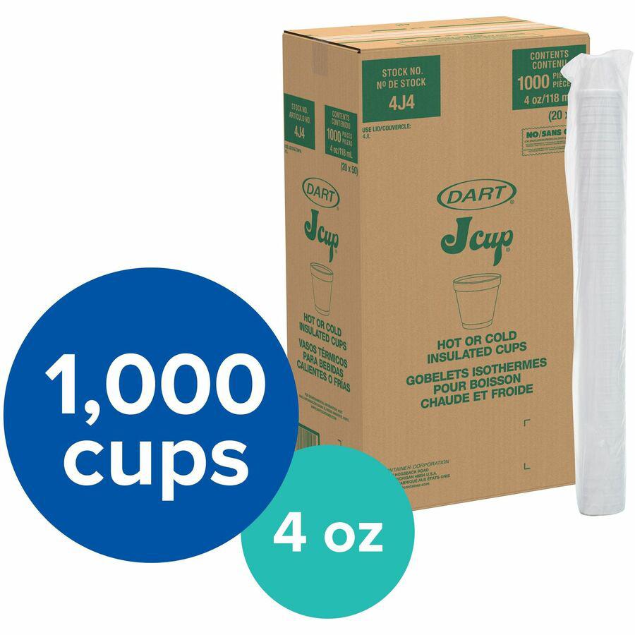 Dart 4 oz Insulated Foam Cups - 20 / Pack - Round - 50 / Carton - White - Foam - Coffee, Cappuccino, Tea, Hot Chocolate, Hot Cider, Juice, Soft Drink, Soda, Juice, Smoothie. Picture 8
