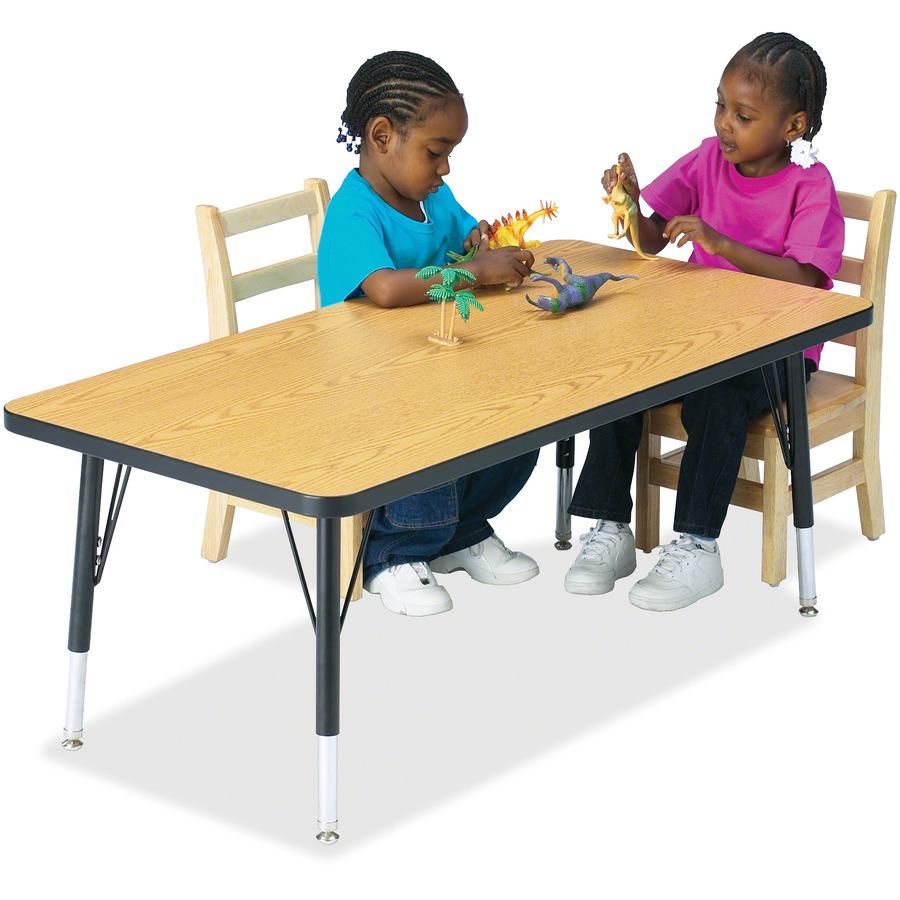 Jonti-Craft Berries Adult Height Color Edge Rectangle Table - Black Rectangle, Laminated Top - Four Leg Base - 4 Legs - Adjustable Height - 24" to 31" Adjustment - 48" Table Top Length x 24" Table Top. Picture 5