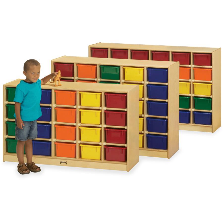 Jonti-Craft Rainbow Accents 30 Cubbie Mobile Storage - 35.5" Height x 57.5" Width x 15" Depth - Durable, Laminated - Baltic - Rubber, Acrylic - 1 Each. Picture 4