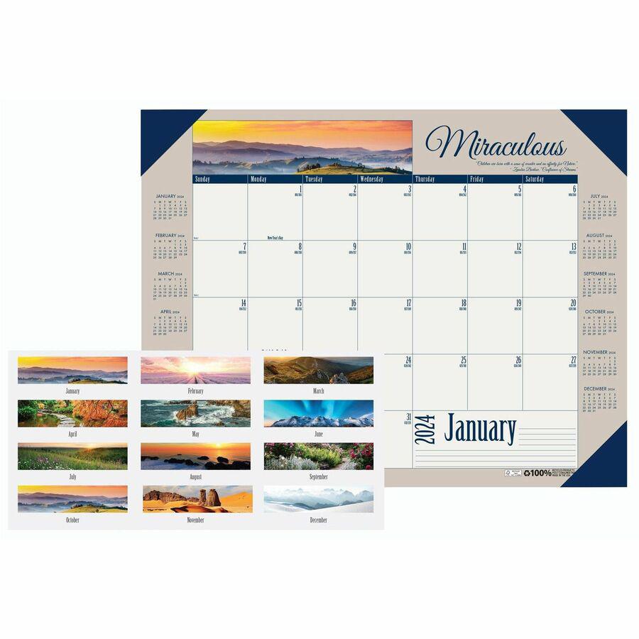 House of Doolittle Earthscapes Motivational Desk Pad - Julian Dates - Monthly - 12 Month - January 2024 - December 2024 - 1 Month Single Page Layout - 22" x 17" Sheet Size - Desk Pad - Leatherette, Pa. Picture 3
