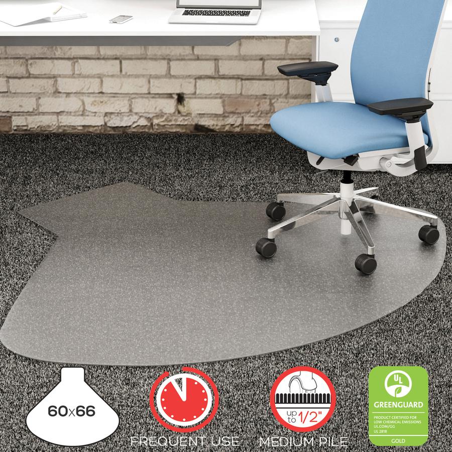 Deflecto SuperMat for Carpet - Carpeted Floor - 66" Length x 60" Width - Lip Size 12" Length x 20" Width - Vinyl - Clear. Picture 2