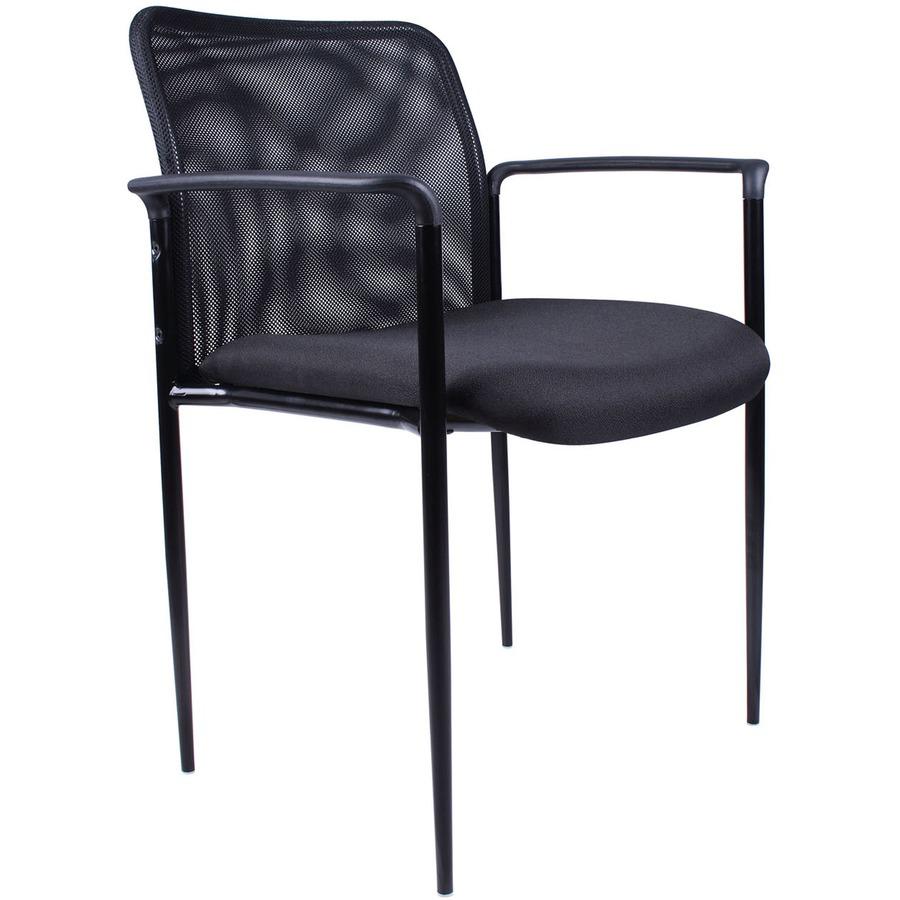 Lorell Reception Side Chair with Molded Cap Arms - Black Seat - Mesh Back - Steel Frame - Four-legged Base - 1 Each. Picture 11