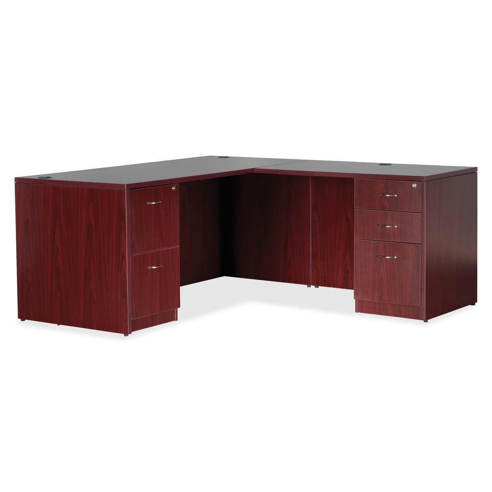 Lorell Essentials Series Rectangular Desk Shell - 66.1" x 29.5" x 1" x 29.5" - Finish: Laminate, Mahogany - Grommet, Modesty Panel, Durable, Adjustable Feet. Picture 2