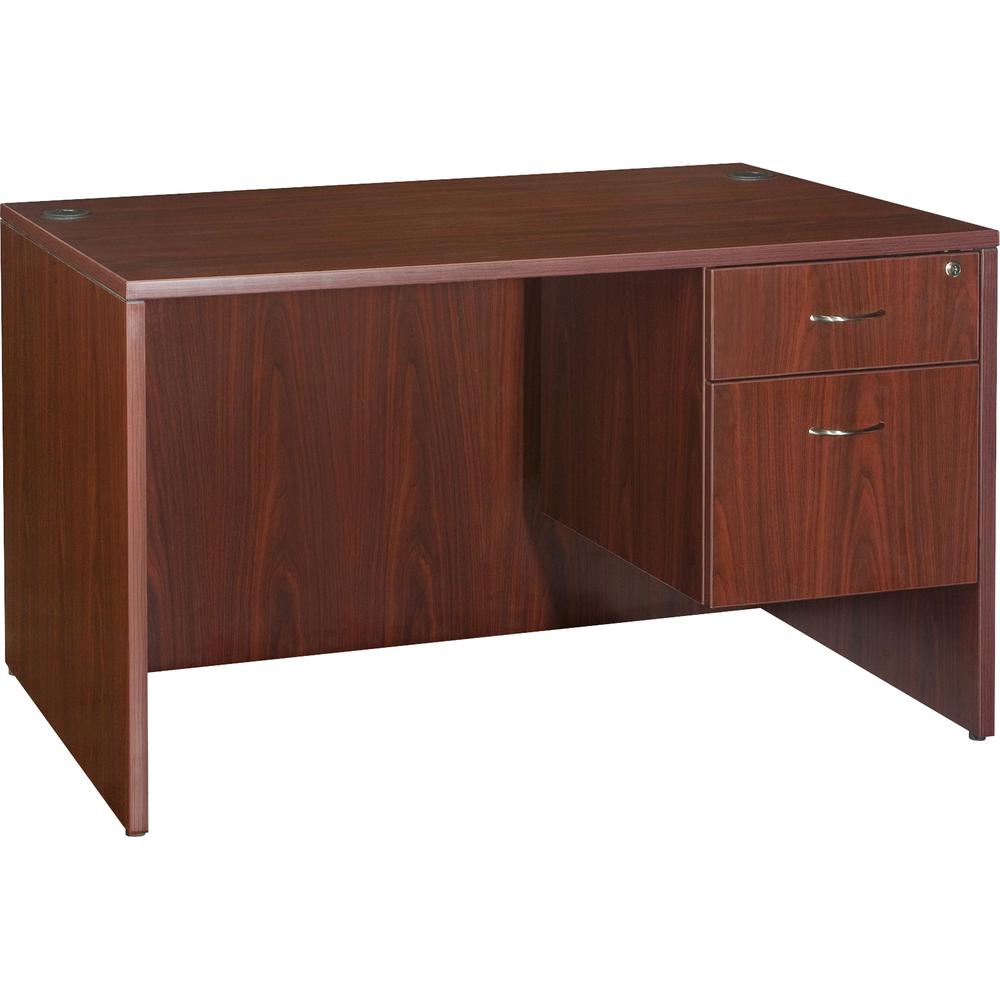 Lorell Essentials Series Box/File Hanging File Cabinet - 15.5" x 21.9" x 18.9" - 2 x Box, File Drawer(s) - Double Pedestal - Finish: Laminate, Mahogany - Ball-bearing Suspension, Lockable Drawer, Adju. Picture 7