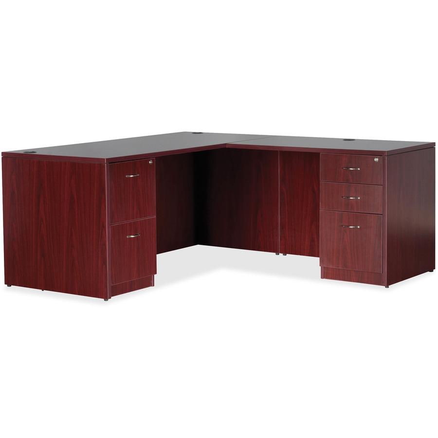 Lorell Essentials Series Return Shell - 35.6" x 23.6" x 1" x 29.5" - Finish: Laminate, Mahogany - Modesty Panel, Grommet, Durable, Adjustable Feet. Picture 5