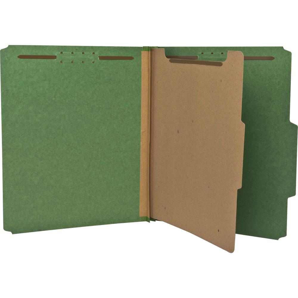 Nature Saver Letter Recycled Classification Folder - 8 1/2" x 11" - 2" Fastener Capacity for Folder - Top Tab Location - 1 Divider(s) - Green - 100% Recycled - 10 / Box. Picture 6