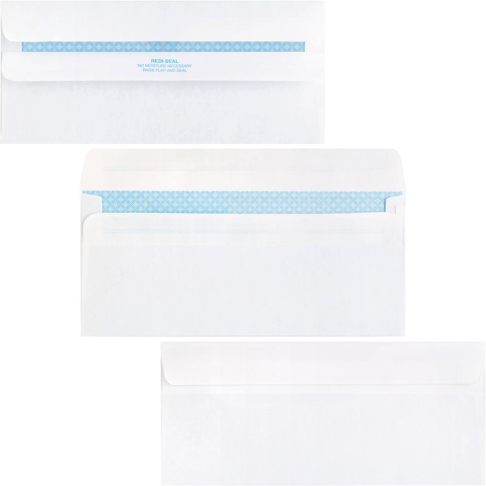 Business Source No.10 Standard Window Invoice Envelopes - Single Window - 9 1/2" Width x 4 1/2" Length - 24 lb - Self-sealing - Poly - 500 / Box - White. Picture 6