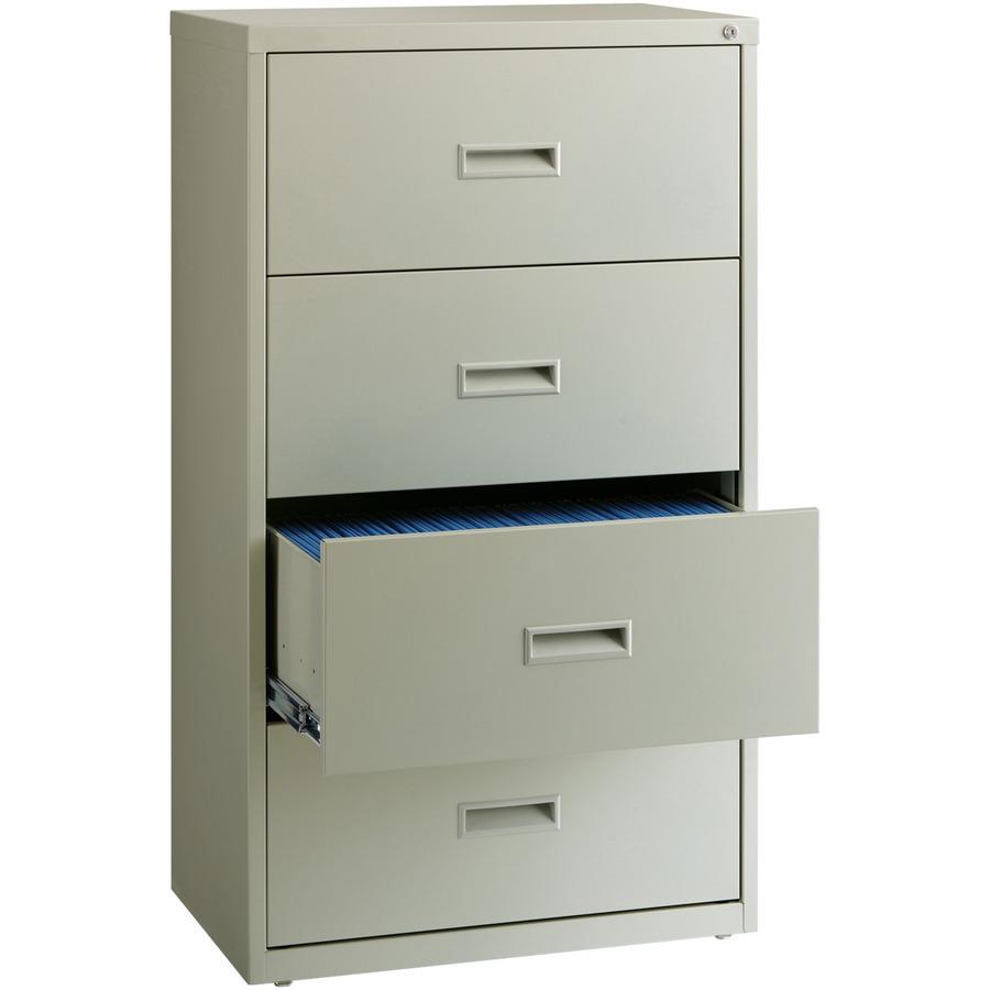 Lorell Value Lateral File - 2-Drawer - 30" x 18.6" x 52.5" - 4 x Drawer(s) for File - A4, Legal, Letter - Interlocking, Leveling Glide, Ball-bearing Suspension, Label Holder - Light Gray - Steel - Rec. Picture 6