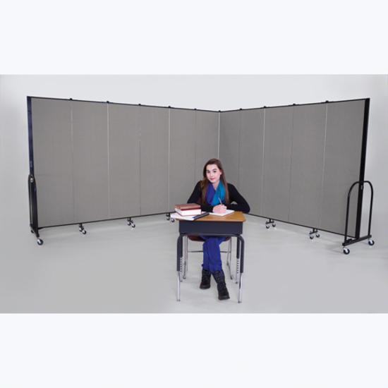 Screenflex Portable Room Dividers - 72" Height x 20.4 ft Length - Black Metal Frame - Polyester - Stone - 1 Each. Picture 13