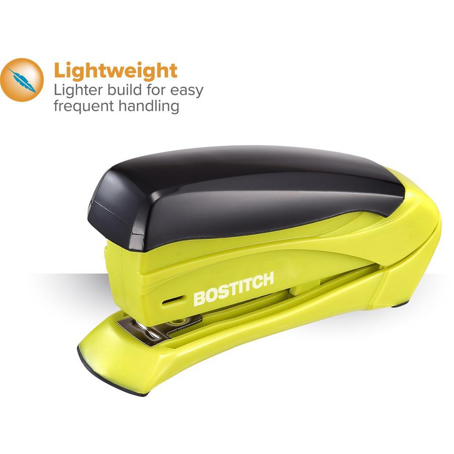Bostitch Inspire 15 Spring-Powered Compact Stapler - 15 Sheets Capacity - 105 Staple Capacity - Half Strip - 1/4" , 26/6mm Staple Size - 1 Each - Assorted. Picture 8