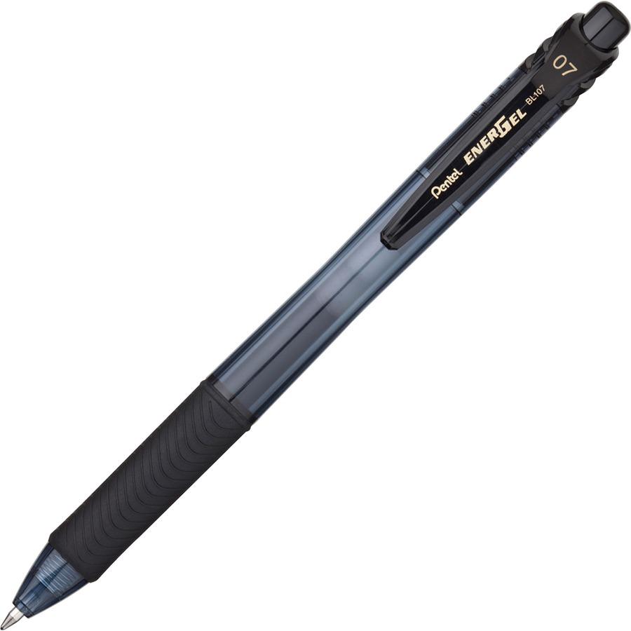EnerGel EnerGel-X Retractable Gel Pens - Medium Pen Point - 0.7 mm Pen Point Size - Refillable - Retractable - Black Gel-based Ink - Black Barrel - Metal Tip - 12 / Box. Picture 2