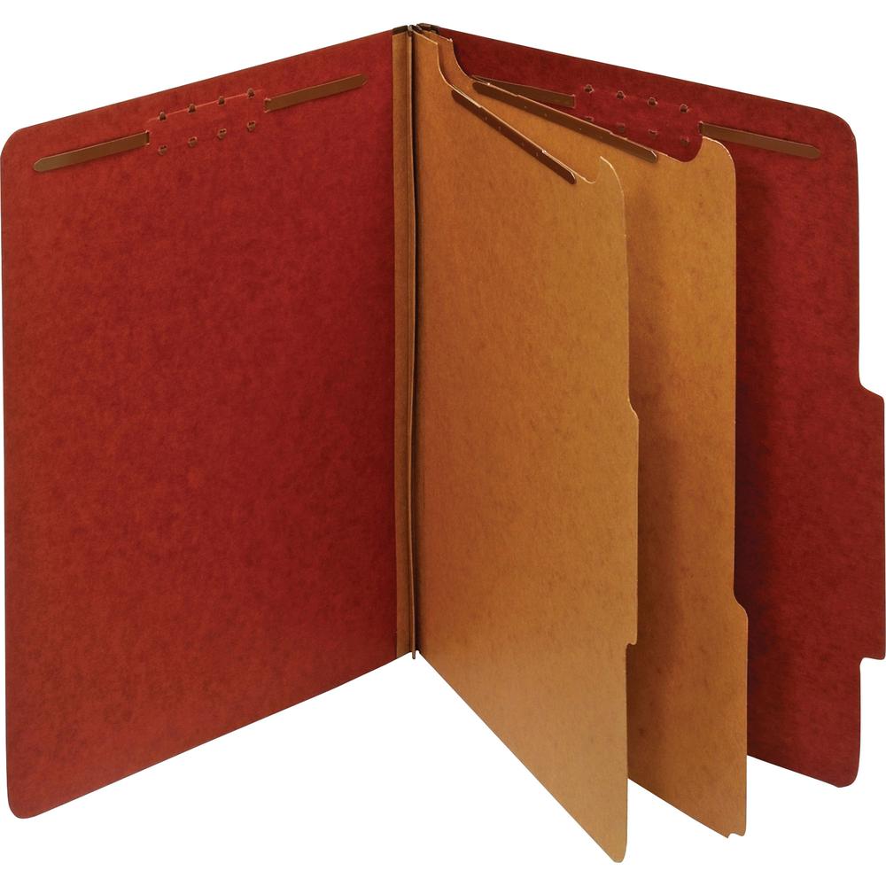Pendaflex Letter Recycled Classification Folder - 8 1/2" x 11" - 3 1/2" Expansion - 2 Fastener(s) - 2" Fastener Capacity for Folder, 1" Fastener Capacity for Divider - 3 Divider(s) - Pressboard - Red . Picture 5
