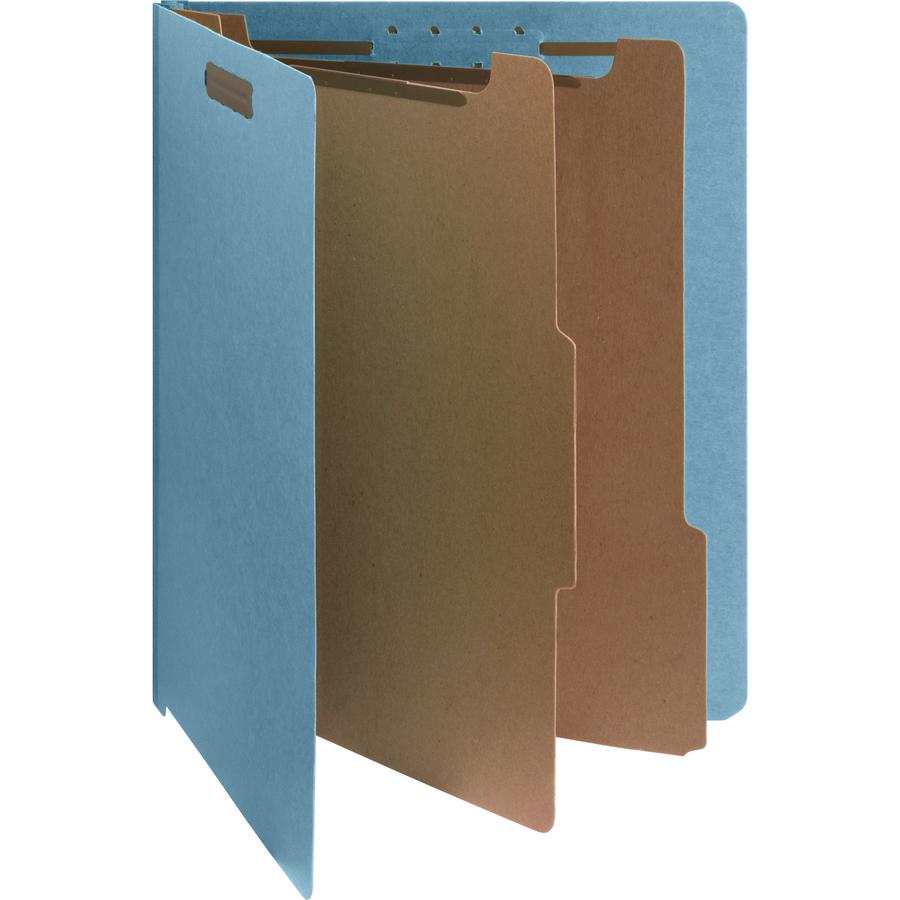 Nature Saver Letter Recycled Classification Folder - 8 1/2" x 11" - End Tab Location - 2 Divider(s) - Fiberboard - Blue - 100% Recycled - 10 / Box. Picture 7