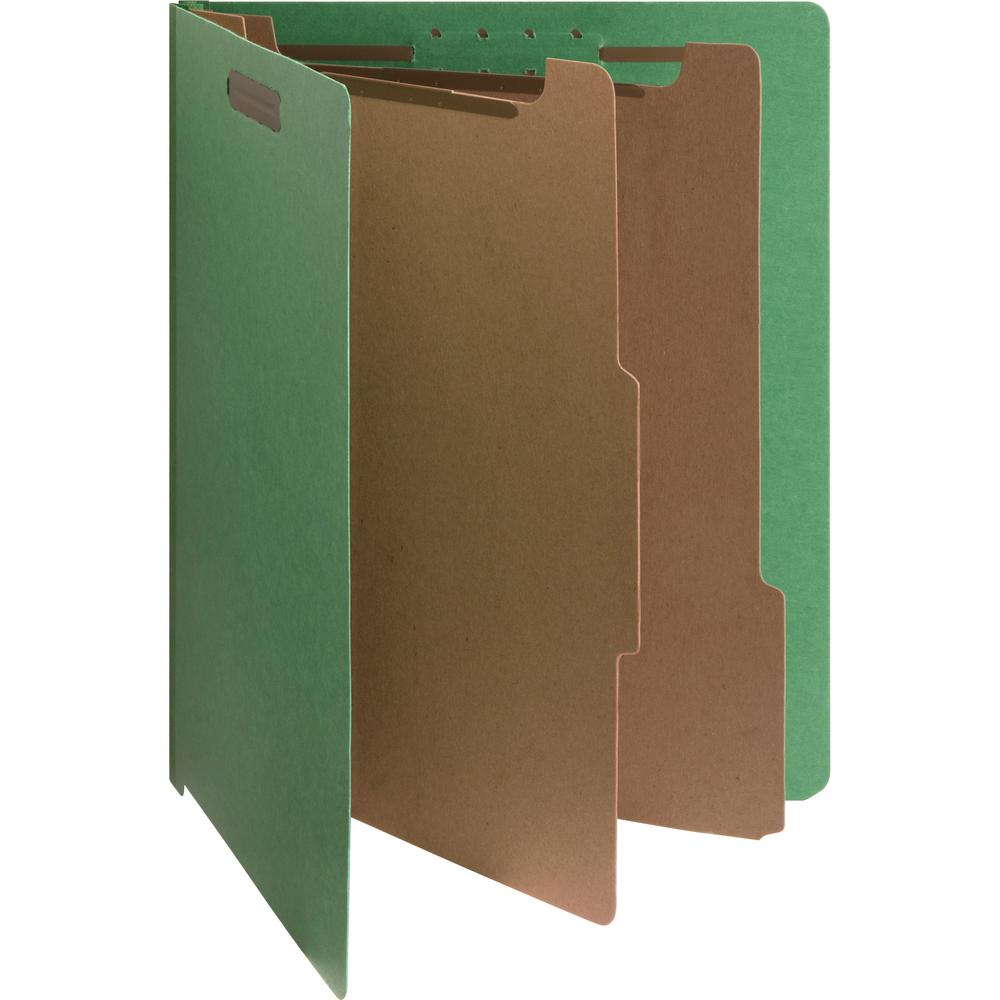 Nature Saver Letter Recycled Classification Folder - 8 1/2" x 11" - End Tab Location - 2 Divider(s) - Fiberboard - Green - 100% Recycled - 10 / Box. Picture 2