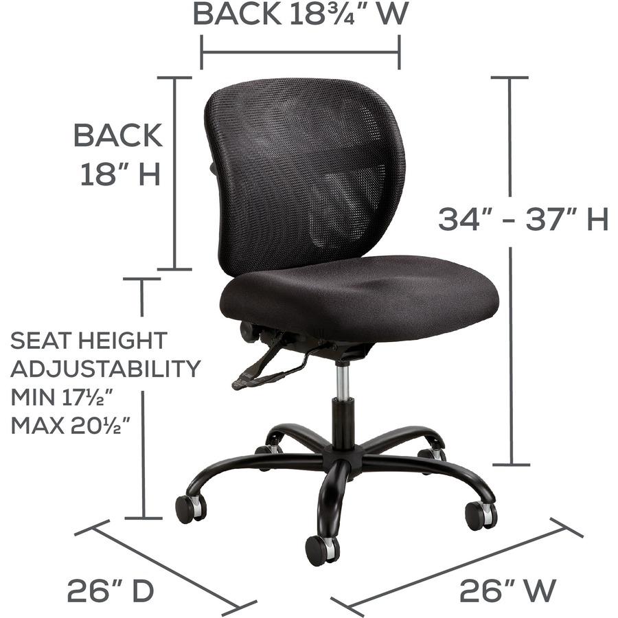 Safco Vue Intensive Use Mesh Task Chair - Polyester Seat - Nylon Back - 5-star Base - Black - 1 Each. Picture 6