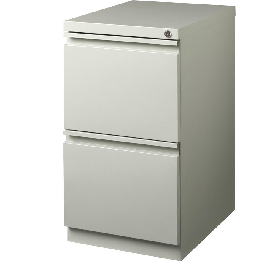 Lorell 20" File/File Mobile File Cabinet with Full-Width Pull - 15" x 20" x 27.8" - Letter - Ball-bearing Suspension, Recessed Handle, Security Lock - Light Gray - Steel - Recycled. Picture 10