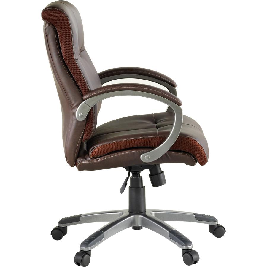 Lorell Managerial Chair - Brown Leather Seat - 5-star Base - Brown - 1 Each. Picture 9