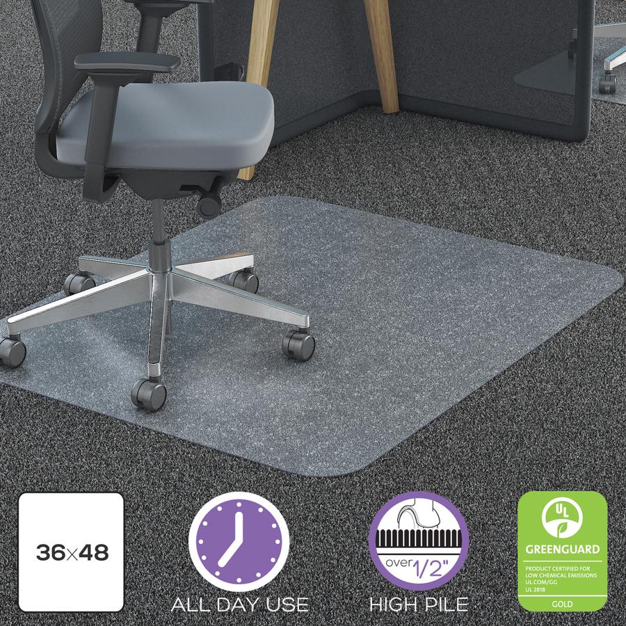 Deflecto EconoMat Chair Mat - Carpeted Floor - 48" Length x 36" Width x 62.5 mil Thickness - Rectangle - Polycarbonate - Clear. Picture 8