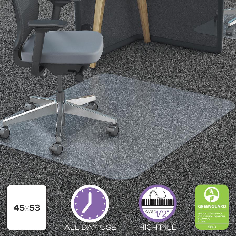 Deflecto Polycarbonate Chairmat for Carpet - Carpeted Floor - 53" Length x 45" Width x 62.5 mil Thickness - Rectangle - Polycarbonate - Clear. Picture 4