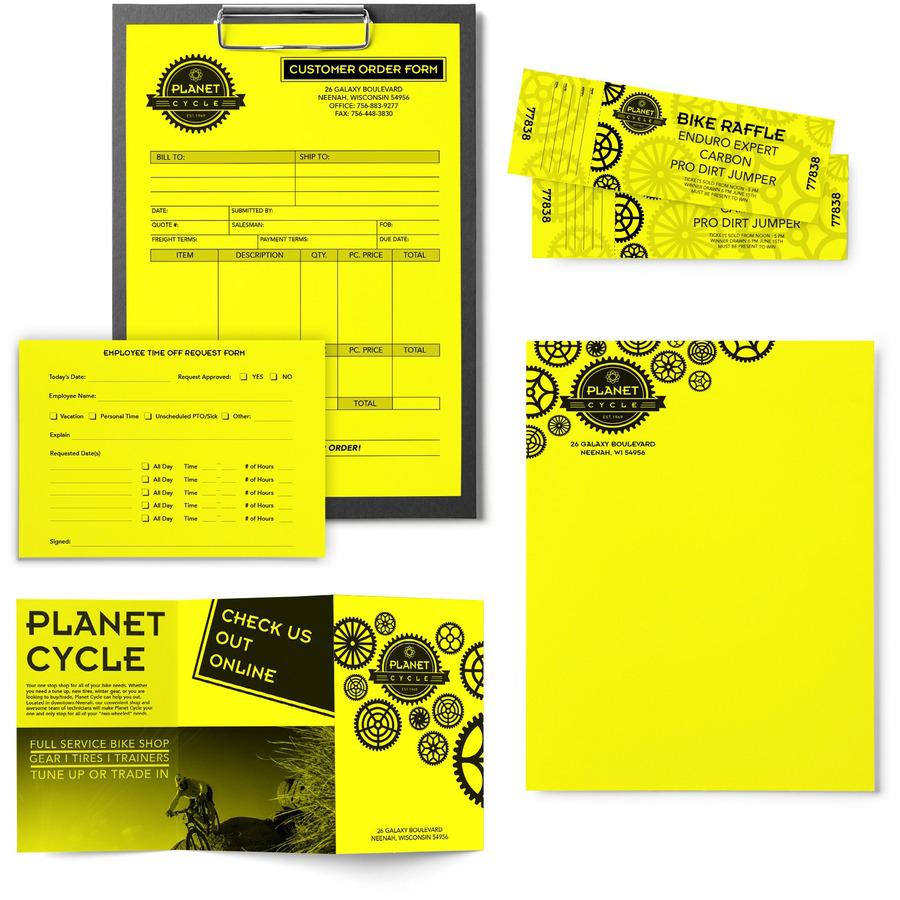 Astrobrights Laser, Inkjet Colored Paper - Lemon (Yellow) - Letter - 8 1/2" x 11" - 24 lb Basis Weight - 500 / Ream - FSC - Acid-free, Lignin-free. Picture 3