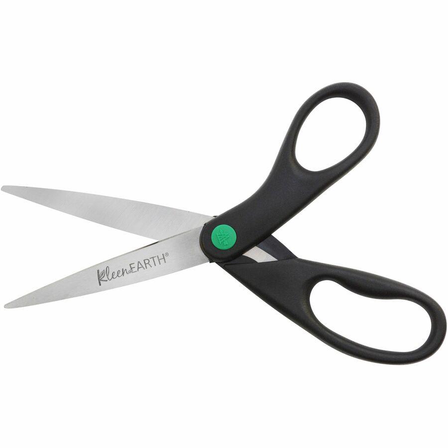 Westcott KleenEarth Hard Handle Scissors - 8" Overall Length - Straight-left/right - Stainless Steel - Black - 2 / Pack. Picture 3