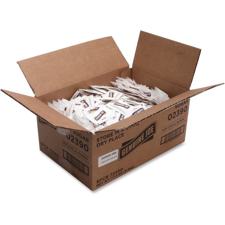 Genuine Joe Sugar Packets - Packet - 0.099 oz (2.8 g) - 1200/Box. Picture 4