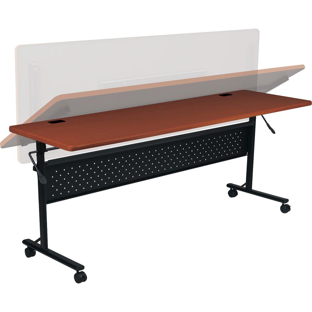 Lorell Flipper Training Table - Cherry Rectangle Top - 72" Table Top Length x 24" Table Top Width x 1" Table Top Thickness - 29.50" Height - Assembly Required. Picture 4