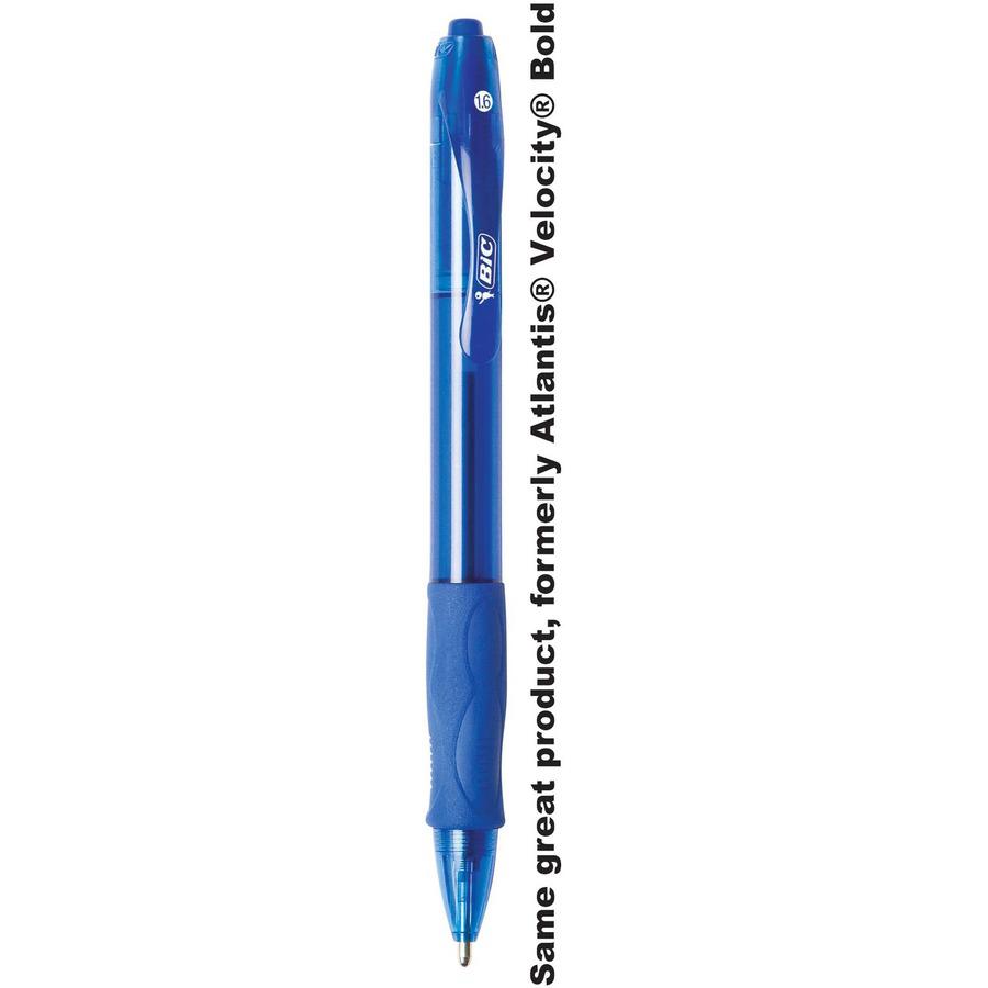 BIC Glide Bold - Bold Pen Point - 1.6 mm Pen Point Size - Conical Pen Point Style - Refillable - Retractable - Blue - Blue Barrel - 1 Dozen. Picture 5