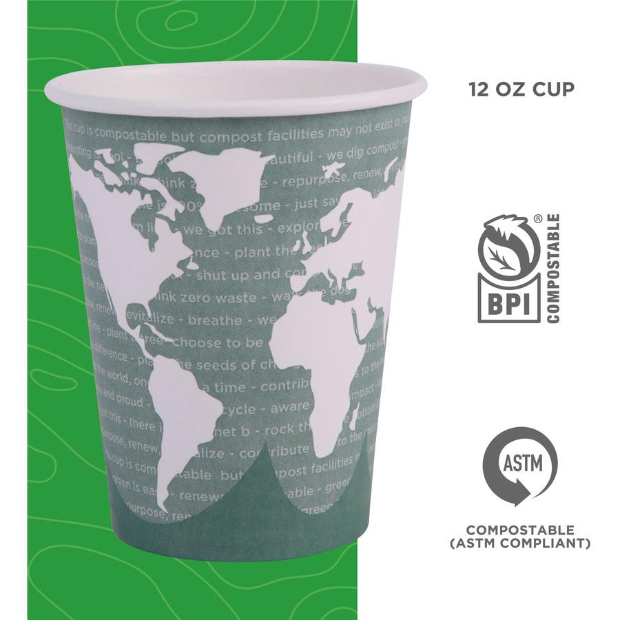 Eco-Products 12 oz World Art Hot Beverage Cups - 50 / Pack - 20 / Carton - Multi - Paper, Resin - Hot Drink. Picture 12