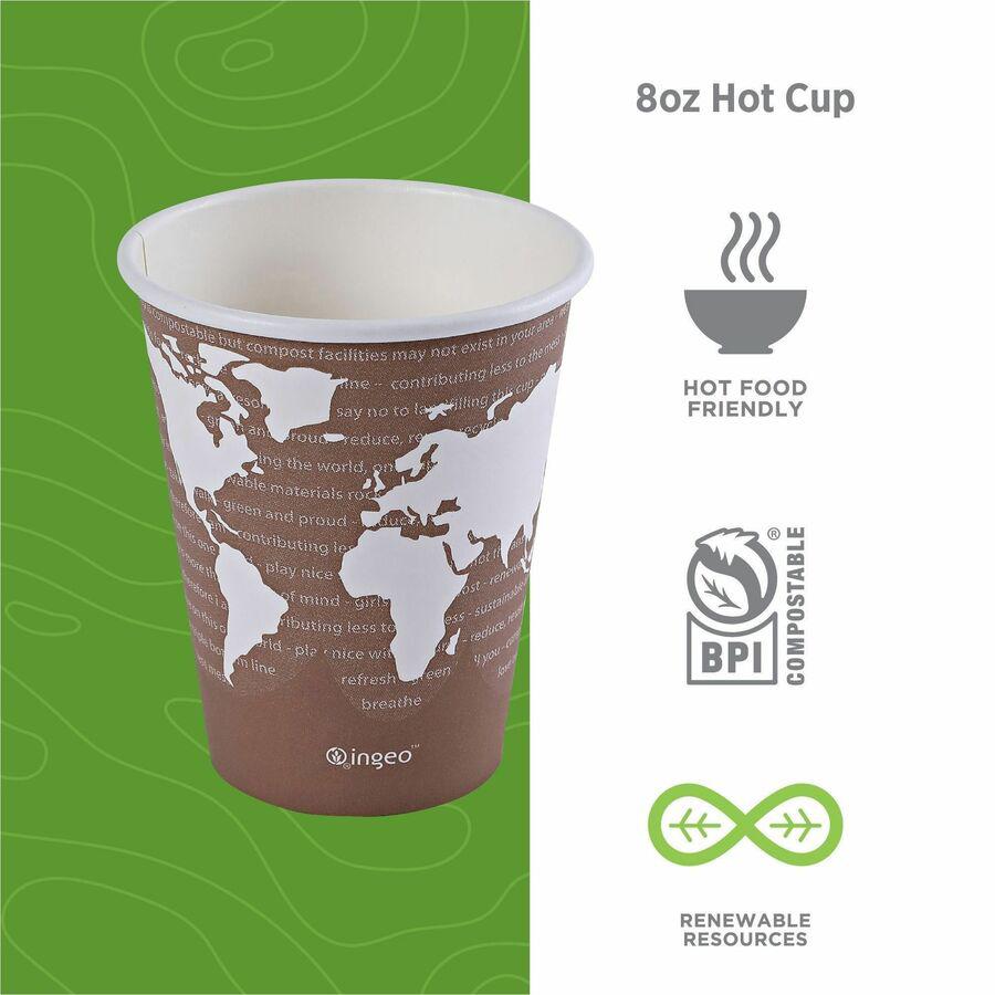 Eco-Products 8 oz World Art Hot Beverage Cups - 50 / Pack - 20 / Carton - Multi - Paper, Resin - Hot Drink. Picture 5