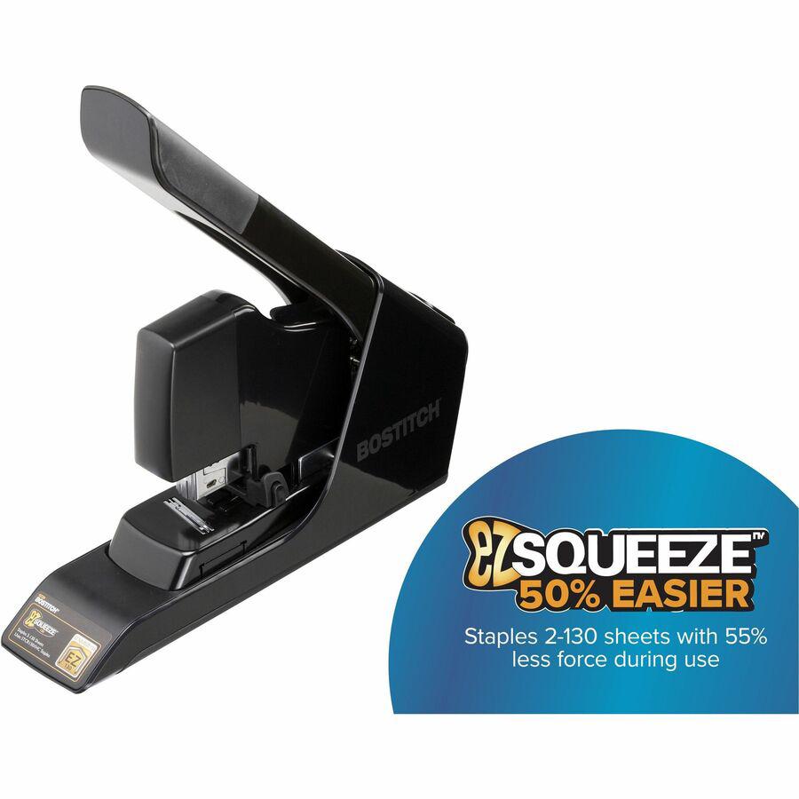Bostitch EZ Squeeze Antimicrobial Heavy Duty Stapler - 130 Sheets Capacity - 210 Staple Capacity - Full Strip - 1 Each - Black. Picture 10