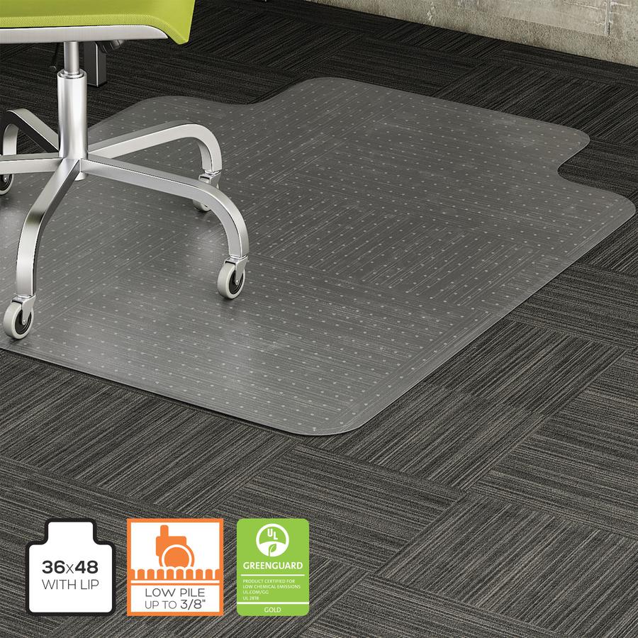 Lorell Standard Lip Low-pile Chairmat - Carpeted Floor - 48" Length x 36" Width x 0.112" Thickness - Lip Size 10" Length x 19" Width - Vinyl - Clear - 1Each. Picture 12