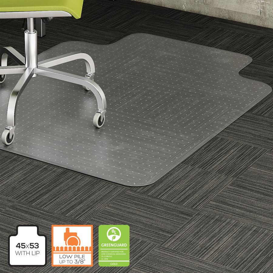 Lorell Low-pile Carpet Chairmat - Carpeted Floor - 53" Length x 45" Width x 0.11" Thickness - Lip Size 12" Length x 25" Width - Vinyl - Clear. Picture 16