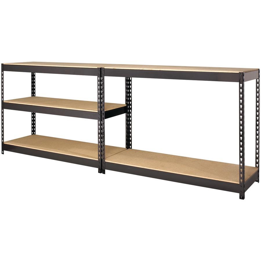 Lorell Fortress Riveted Shelving - 5 Compartment(s) - 5 Shelf(ves) - 72" Height x 48" Width x 18" Depth - Heavy Duty, Rust Resistant - 28% Recycled - Powder Coated - Black - Steel - 1 Each. Picture 8
