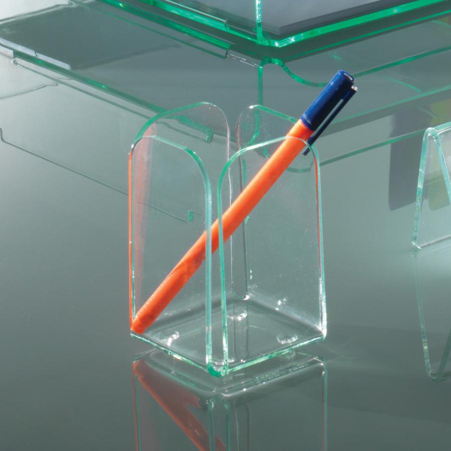 Lorell Acrylic Desktop Pencil Cup - Acrylic - 1 Each - Green, Transparent. Picture 4