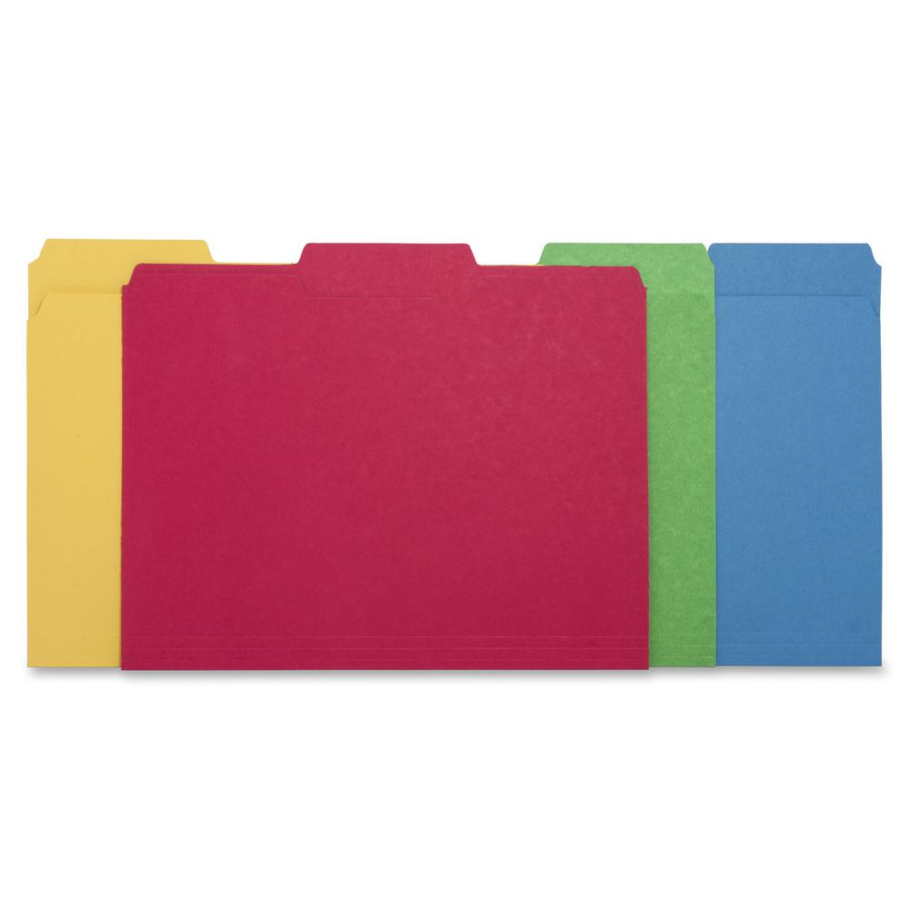 Business Source 1/3 Tab Cut Letter Recycled Top Tab File Folder - 8 1/2" x 11" - Top Tab Location - Assorted Position Tab Position - Assorted - 10% Recycled - 50 / Box. Picture 2