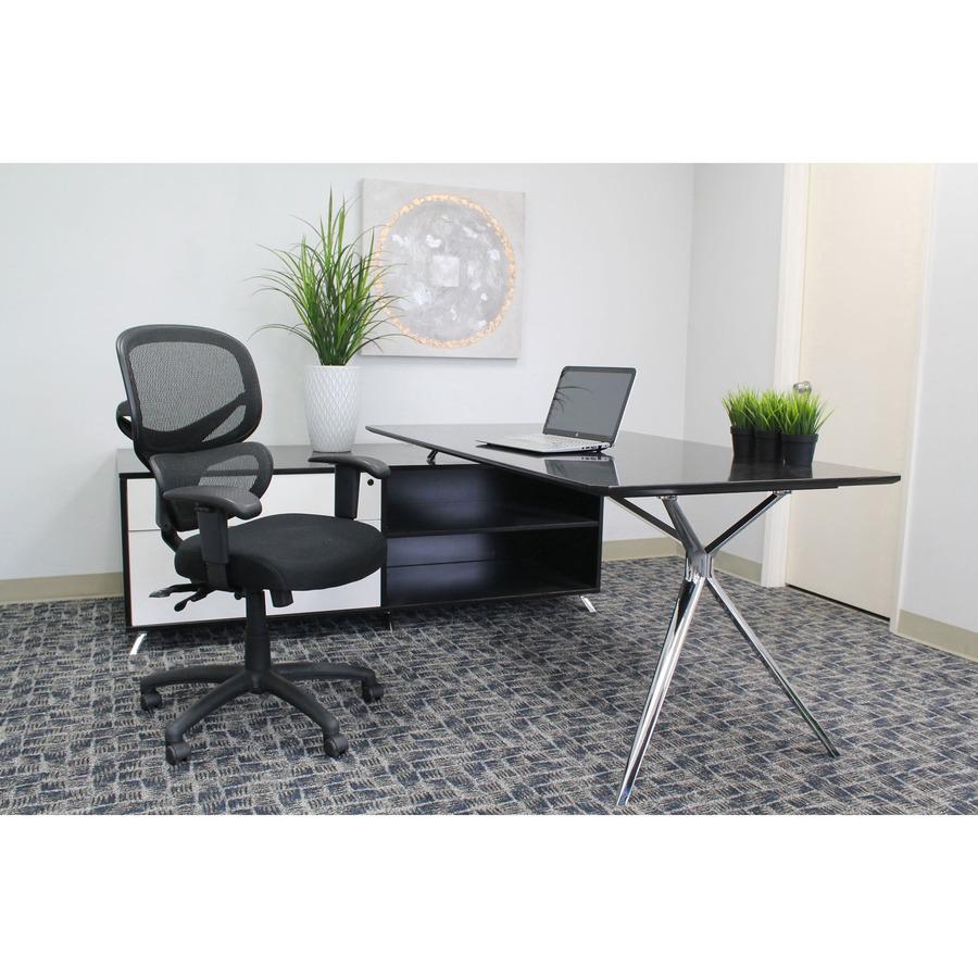 Lorell Mesh-Back Executive Chair - Black Fabric Seat - Black Mesh Back - 5-star Base - Black, Silver - Fabric - 1 Each. Picture 12