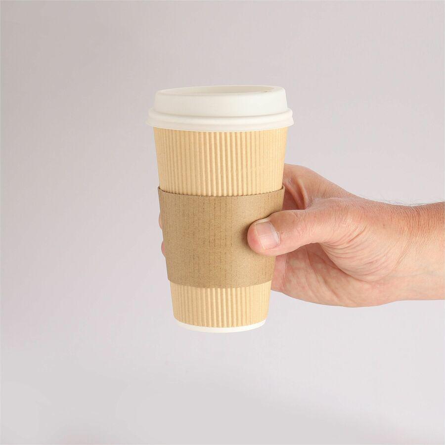 Genuine Joe Protective Corrugated Cup Sleeves - 20 / Carton - Brown. Picture 12