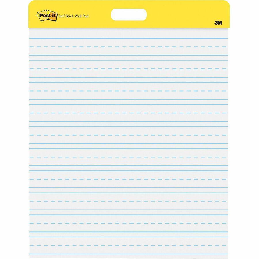 Post-it&reg; Self-Stick Wall Pads - 20 Sheets - Stapled - Ruled Blue Margin - 18.50 lb Basis Weight - 20" x 23" - White Paper - Self-adhesive, Bleed Resistant, Repositionable, Resist Bleed-through, Re. Picture 2