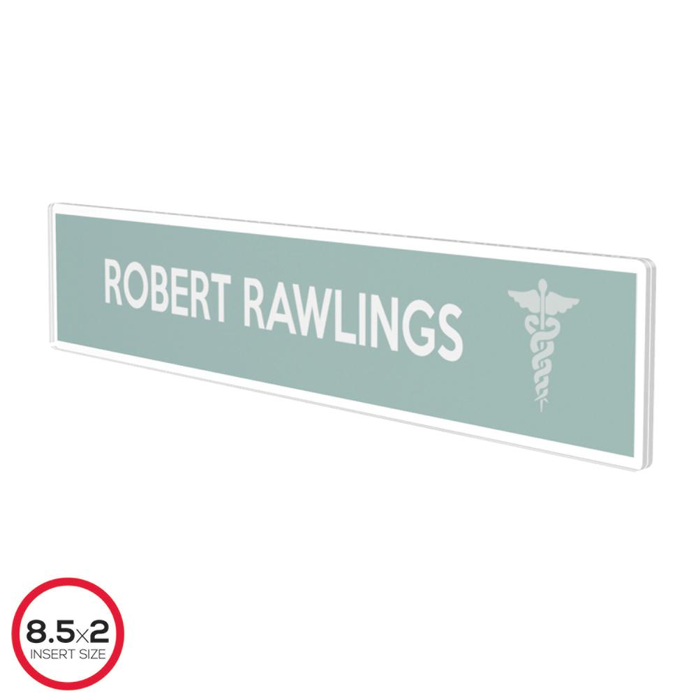Deflecto Cubicle Nameplate Sign Holder - 1 Each - 8.5" Width x 2" Height - Rectangular Shape - Wall Mountable - Insertable, Magnetic - Plastic - Clear. Picture 8