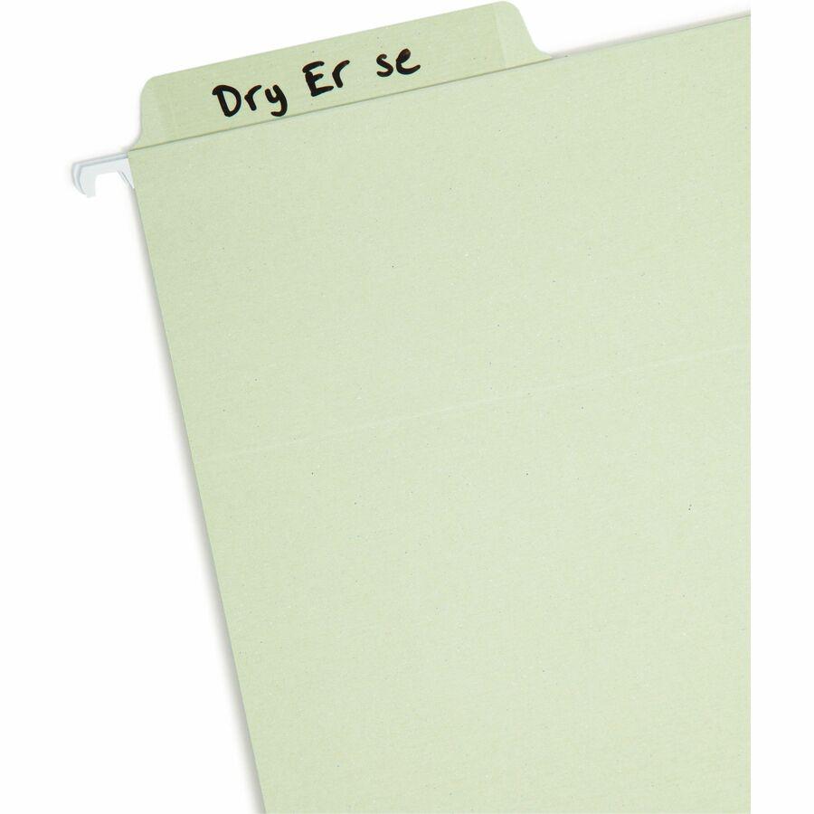 Smead FasTab 1/3 Tab Cut Letter Recycled Hanging Folder - 8 1/2" x 11" - Top Tab Location - Assorted Position Tab Position - Moss - 10% Recycled - 20 / Box. Picture 9