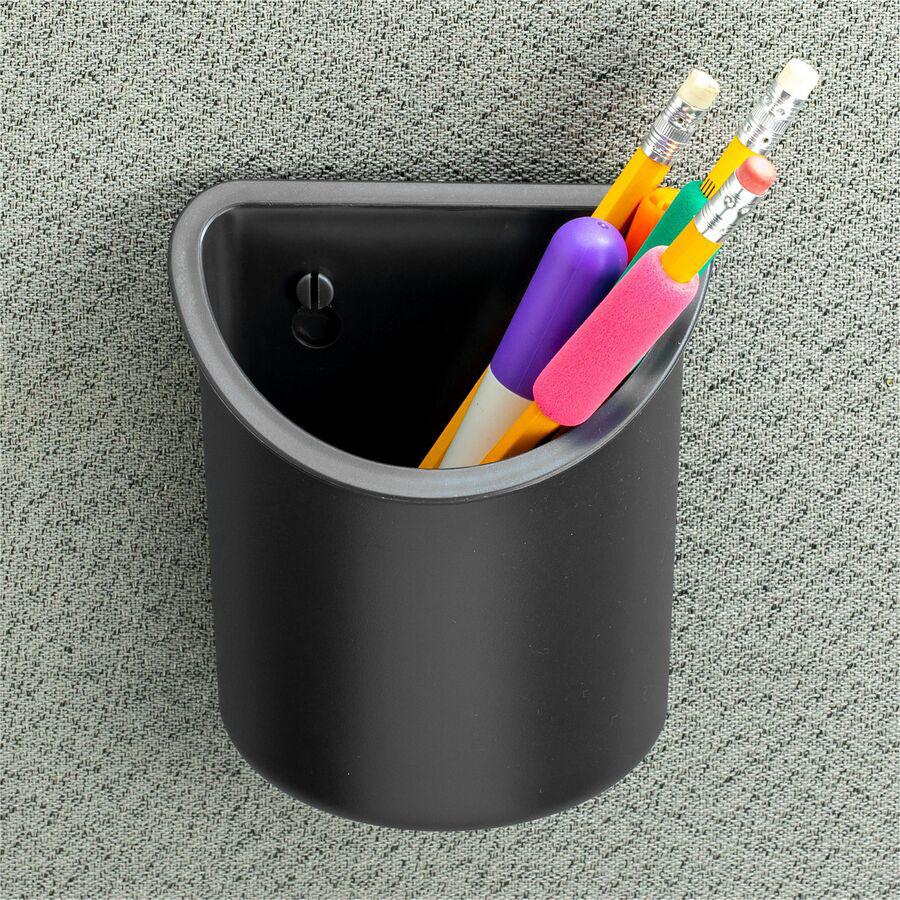 Lorell Recycled Mounting Pencil Cup - Plastic - 1 Each - Black. Picture 7