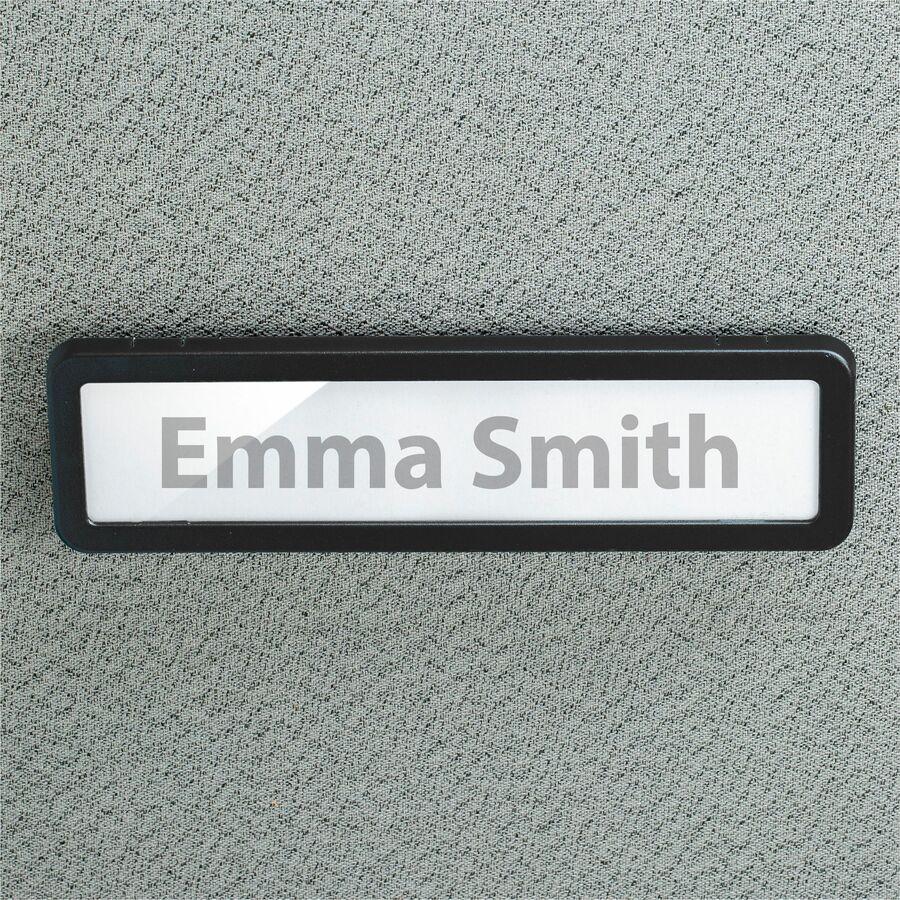 Lorell Recycled Cubicle Nameplate - 1 Each - 0.9" Width x 2.7" Height - Wall - Plastic - Black. Picture 9