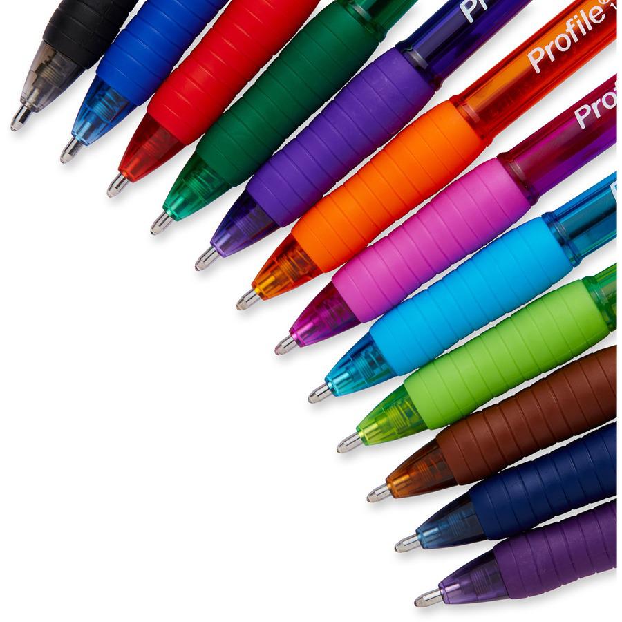 Paper Mate Profile Ballpoint Pen - Bold Pen Point - 1.4 mm Pen Point Size - Refillable - Retractable - Black, Blue, Green, Brown, Lime, Magenta, Navy, Orange, Purple, Turquoise, Violet - Turquoise Bar. Picture 3