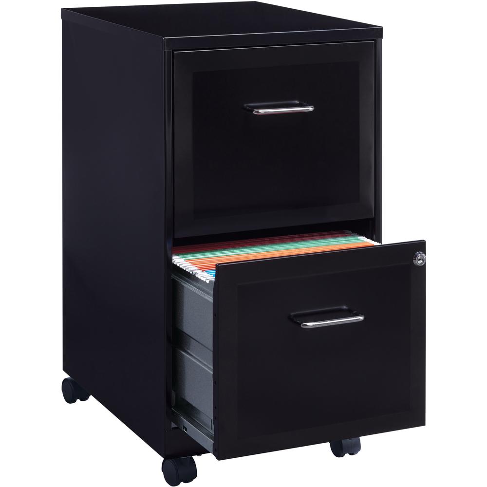 Lorell SOHO 18" 2-Drawer Mobile File Cabinet - 14.3" x 18" x 24.5" - 2 x Drawer(s) for File - Locking Drawer, Pull Handle, Casters, Glide Suspension - Black, Chrome - Baked Enamel - Steel - Recycled -. Picture 6
