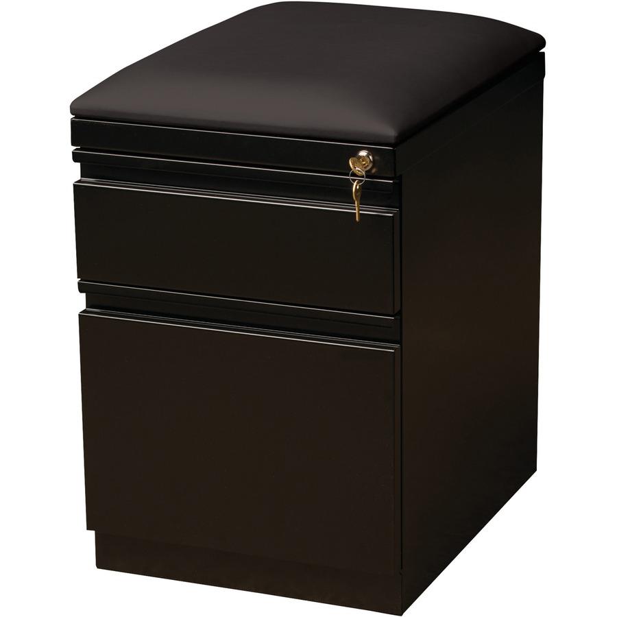 Lorell Mobile File Cabinet with Seat Cushion Top - 15" x 19.9" x 23.8" - 2 x Drawer(s) for Box, File - Letter - 305.50 lb Load Capacity - Ball-bearing Suspension, Drawer Extension - Black - Steel - Re. Picture 9