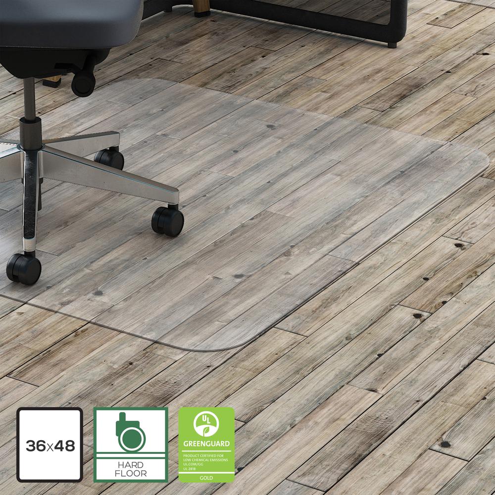 Lorell Big & Tall Chairmat - Hard Floor, Vinyl Floor, Tile Floor, Wood Floor - 60" Length x 46" Width x 0.133" Thickness - Rectangular - Polycarbonate - Clear - 1Each. Picture 4