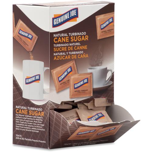 Genuine Joe Turbinado Natural Cane Sugar Packets - Packet - 0.159 oz (4.5 g) - Molasses Flavor - Natural Sweetener - 200/Box. Picture 7