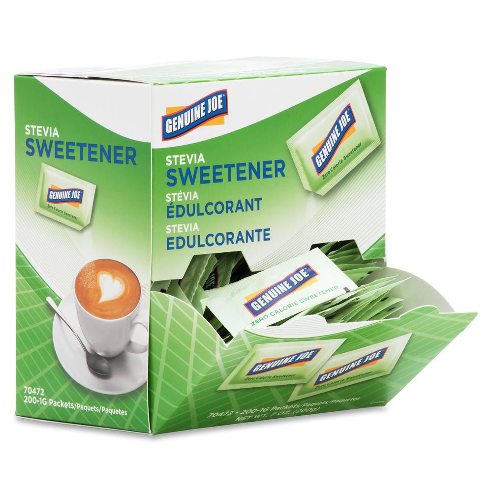 Genuine Joe Stevia Natural Sweetener Packets - 0 lb (0 oz) - Natural Sweetener - 200/Box. Picture 5